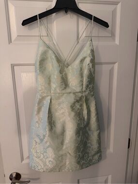Free People Mint Green Jacquard Floral Dress